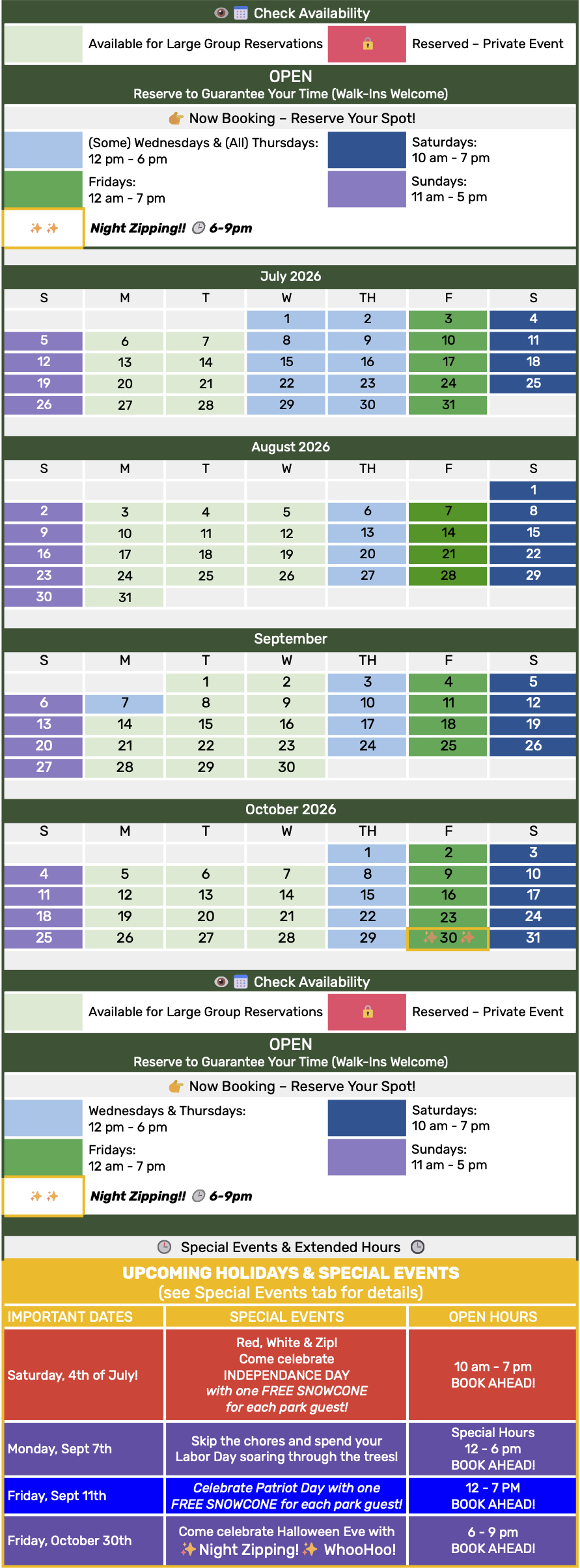 GAP Calendar July 1 2026 Update 2